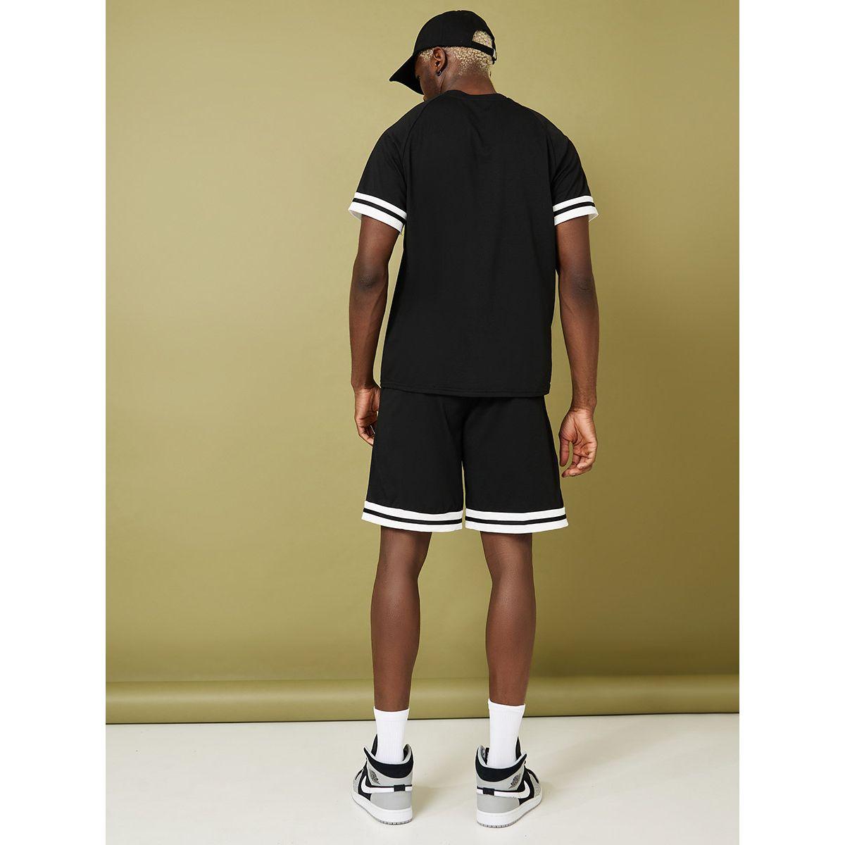 Styli Sleeve Stripe Detail T-shirt and Shorts Co-Ord Set-men-clothing-coordsets-image-6