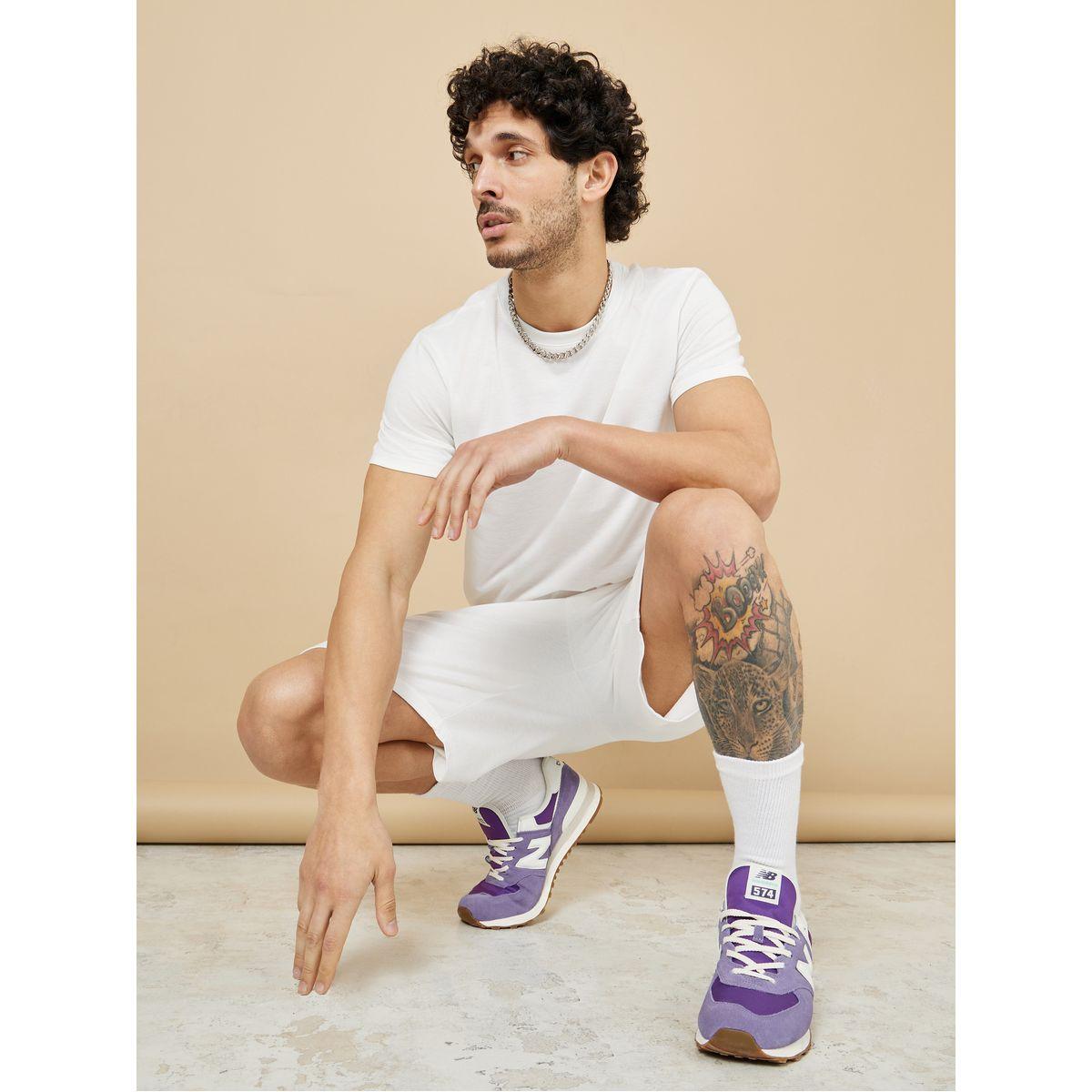 Styli Solid Round Neck T-shirt and Shorts Co-Ord Set-men-clothing-coordsets-image-2