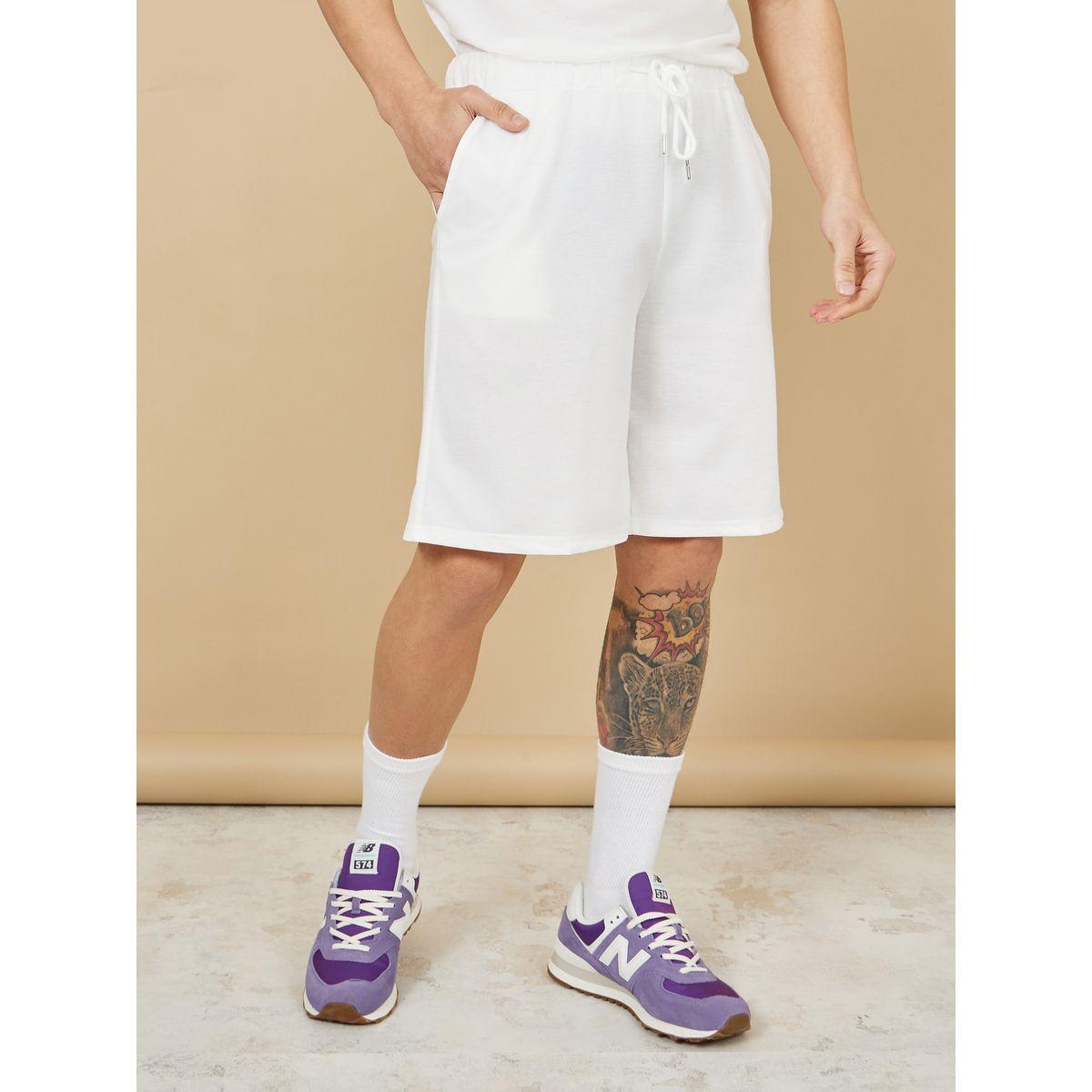 Styli Solid Round Neck T-shirt and Shorts Co-Ord Set-men-clothing-coordsets-image-5