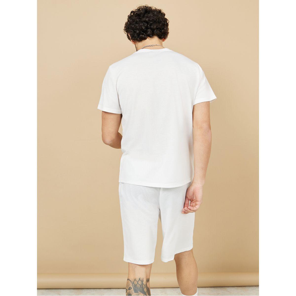 Styli Solid Round Neck T-shirt and Shorts Co-Ord Set-men-clothing-coordsets-image-6
