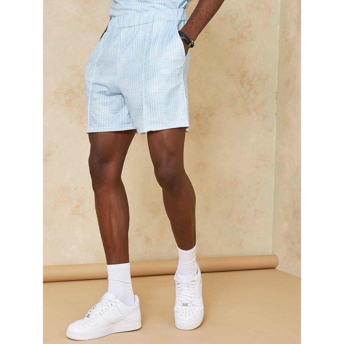 Styli All Over Print Knitted T-shirt and Shorts Co-Ord Set-men-clothing-coordsets-image-5