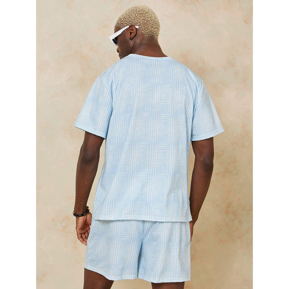 Styli All Over Print Knitted T-shirt and Shorts Co-Ord Set-men-clothing-coordsets-image-6