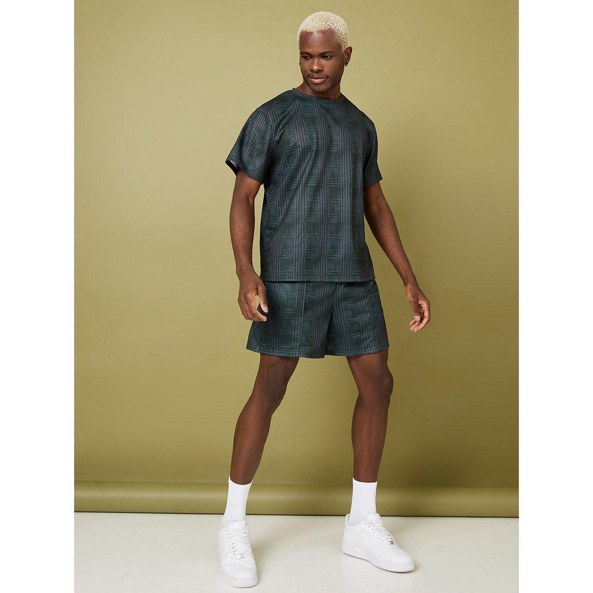 Styli All Over Print Knitted T-shirt and Shorts Co-Ord Set-men-clothing-coordsets-image-2