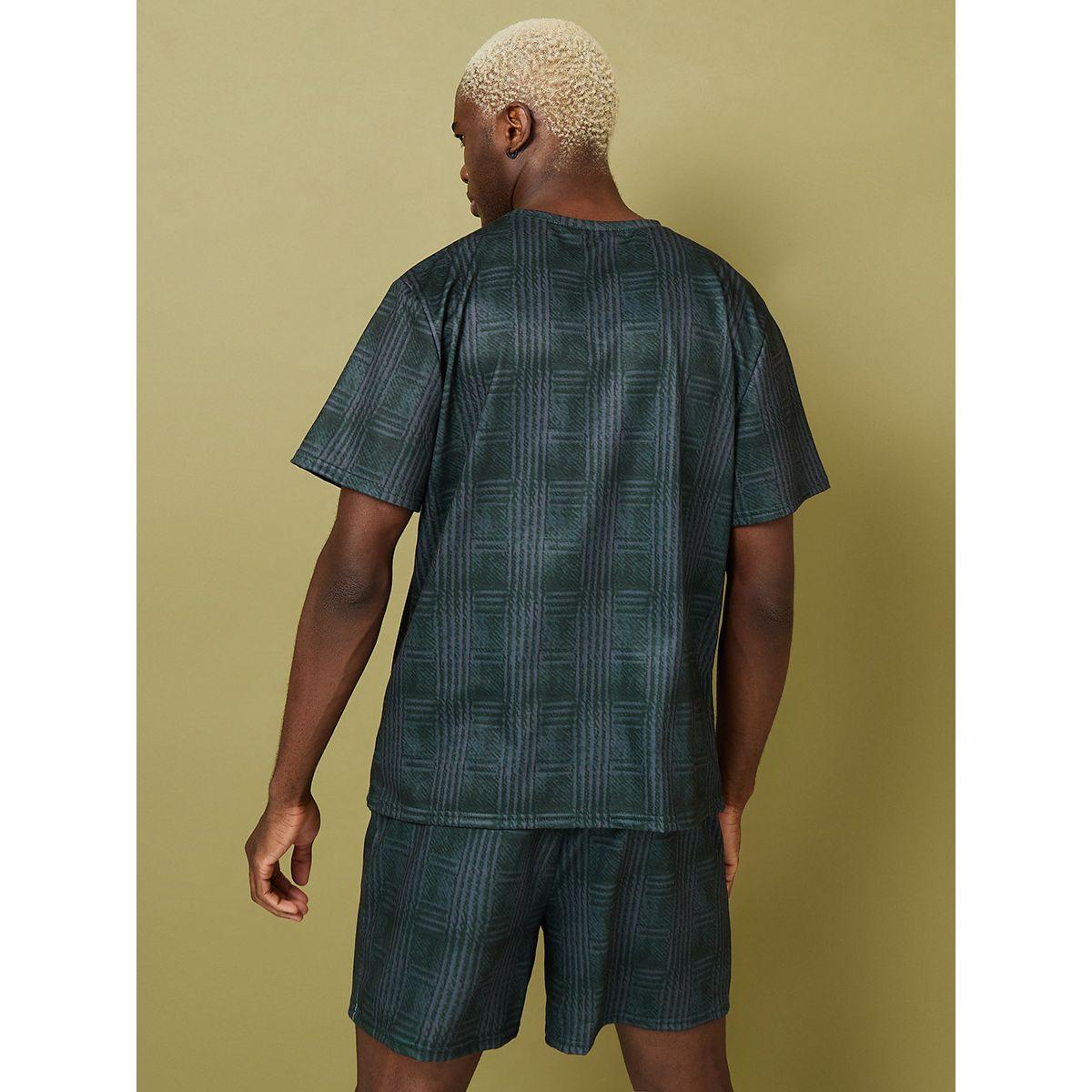 Styli All Over Print Knitted T-shirt and Shorts Co-Ord Set-men-clothing-coordsets-image-7