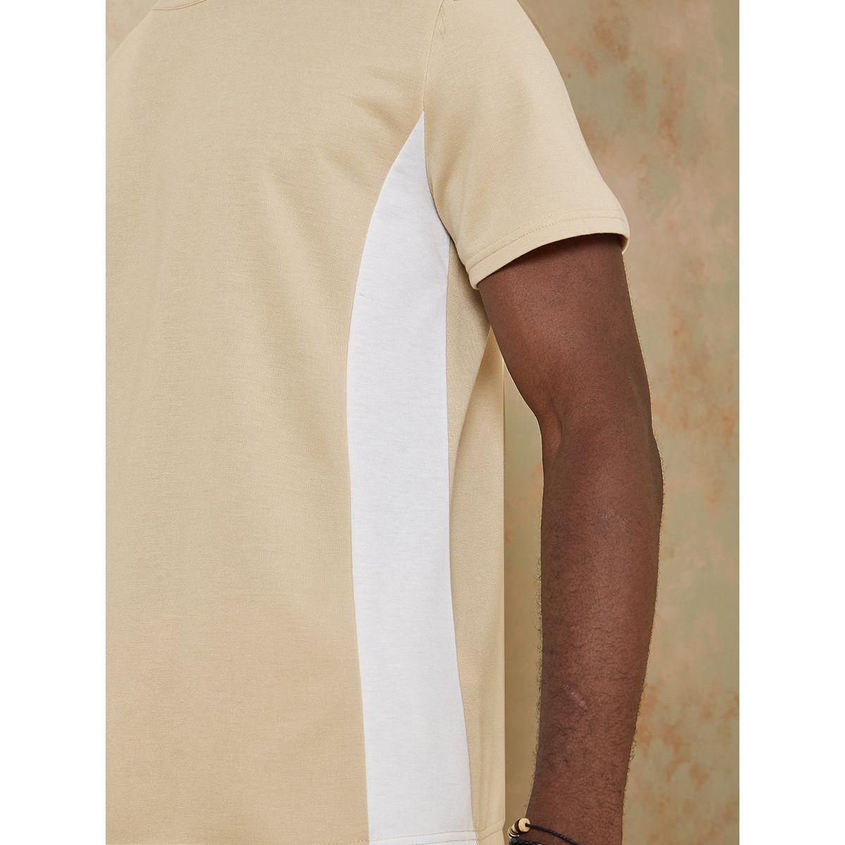 Styli Side Contrast Detail Knitted T-shirt and Shorts Co-Ord Set-men-clothing-coordsets-image-3