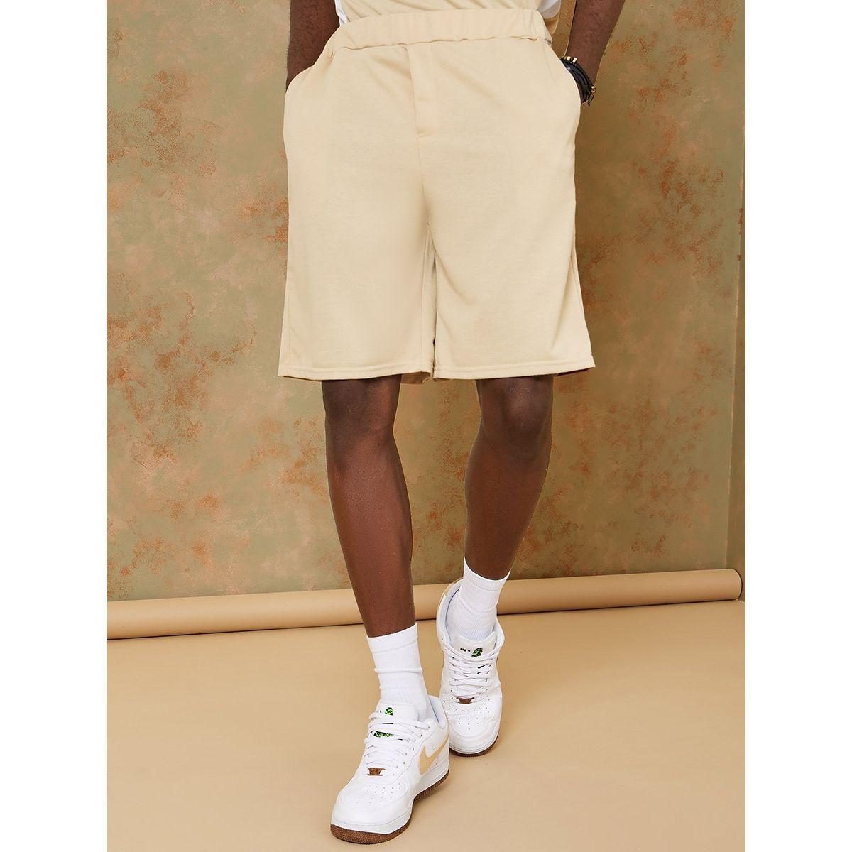Styli Side Contrast Detail Knitted T-shirt and Shorts Co-Ord Set-men-clothing-coordsets-image-4