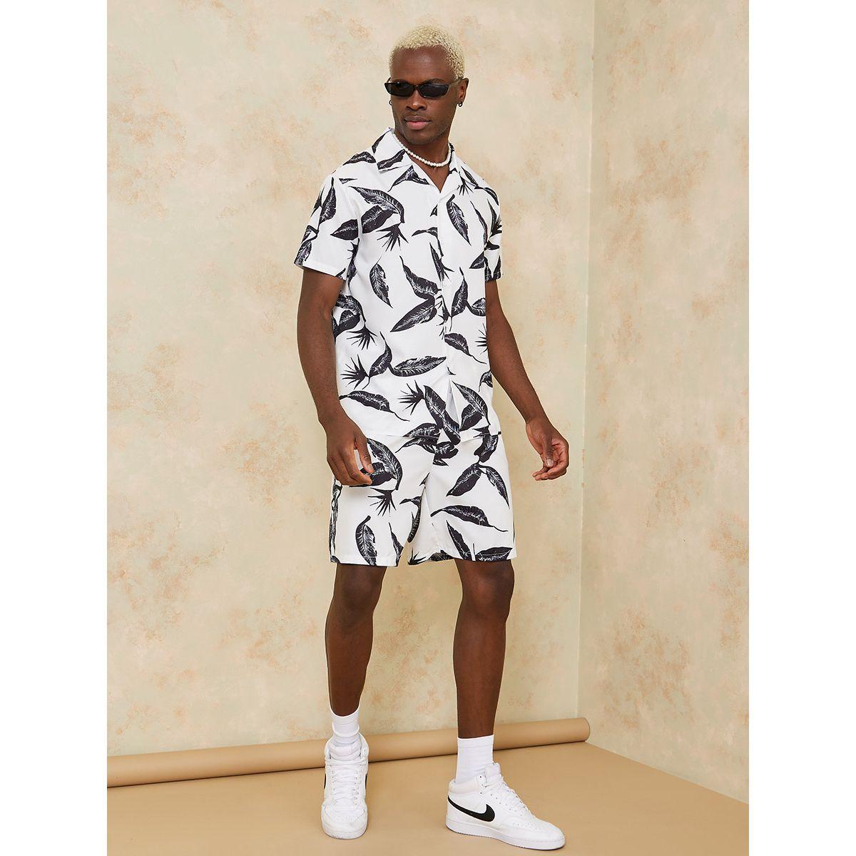 Styli All Over Tropical Print Shirt and Woven Shorts Co-Ord Set-men-clothing-coordsets-image-2