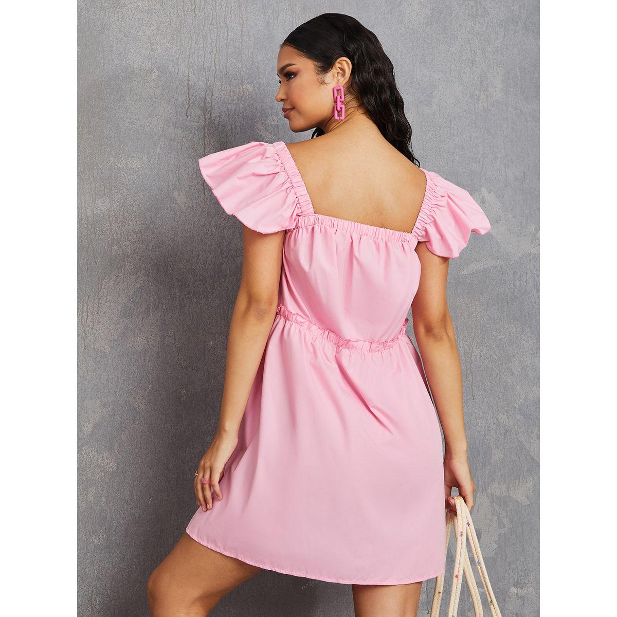 فستان قصير باكمام مكشكشة-women-clothing-dresses-image-4