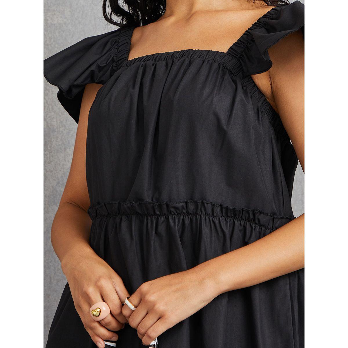 فستان قصير باكمام مكشكشة-women-clothing-dresses-image-3