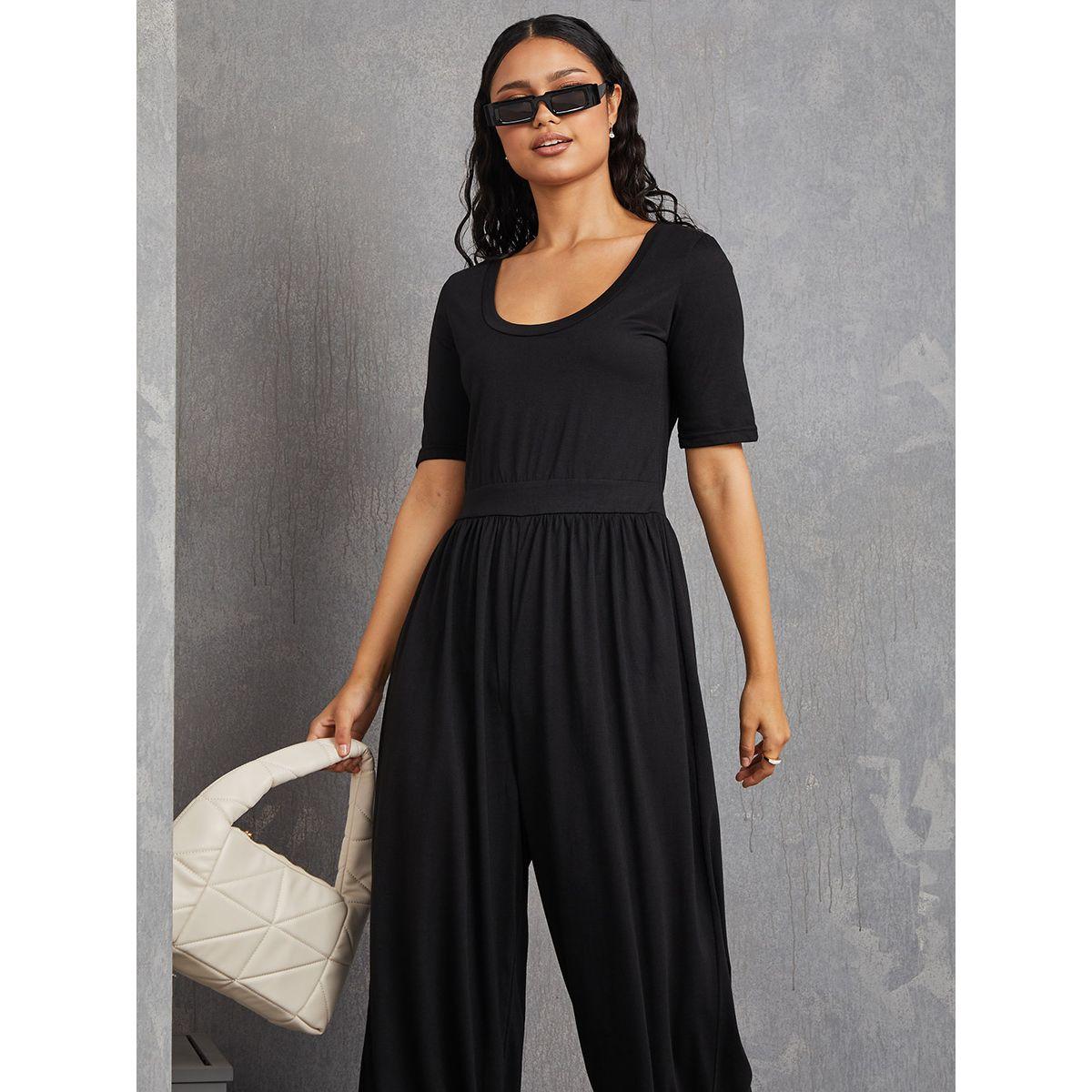 Styli Short Sleeves Wide Leg Knit Jumpsuit-women-clothing-jumpsuits-image-2