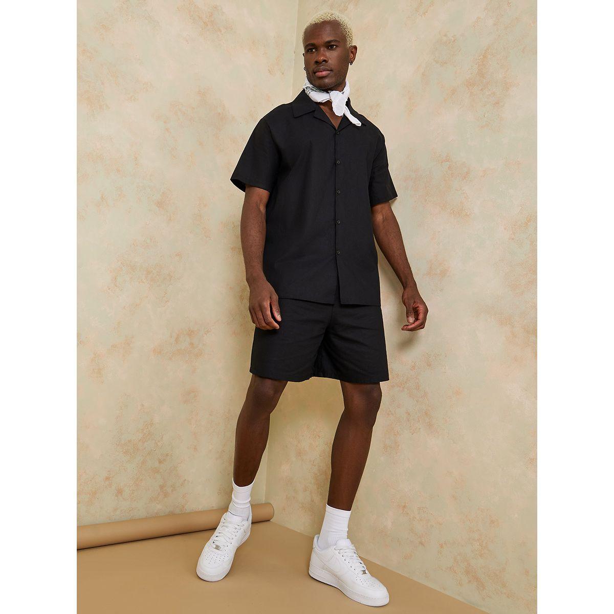 Styli Woven Texture Shirt and Shorts Co-Ord Set-men-clothing-coordsets-image-1