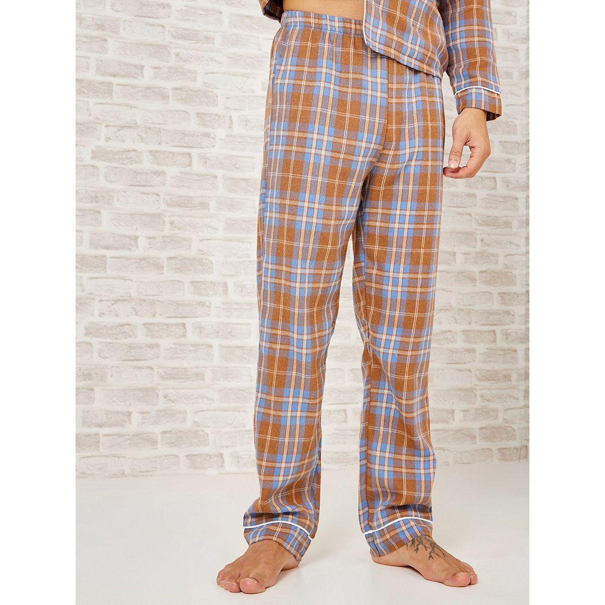 Styli Unwind Long Sleeves Checkered Print Shirt and Pyjama Set-men-clothing-nightwear-sets-image-6