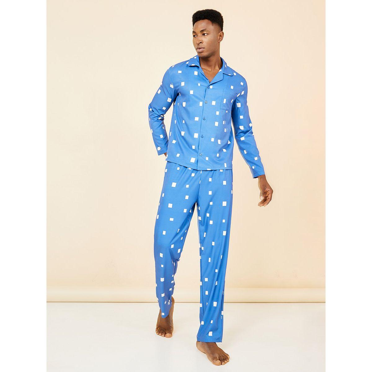 طقم بيجاما من (قميص + بنطال )-men-clothing-nightwear-sets-image-1