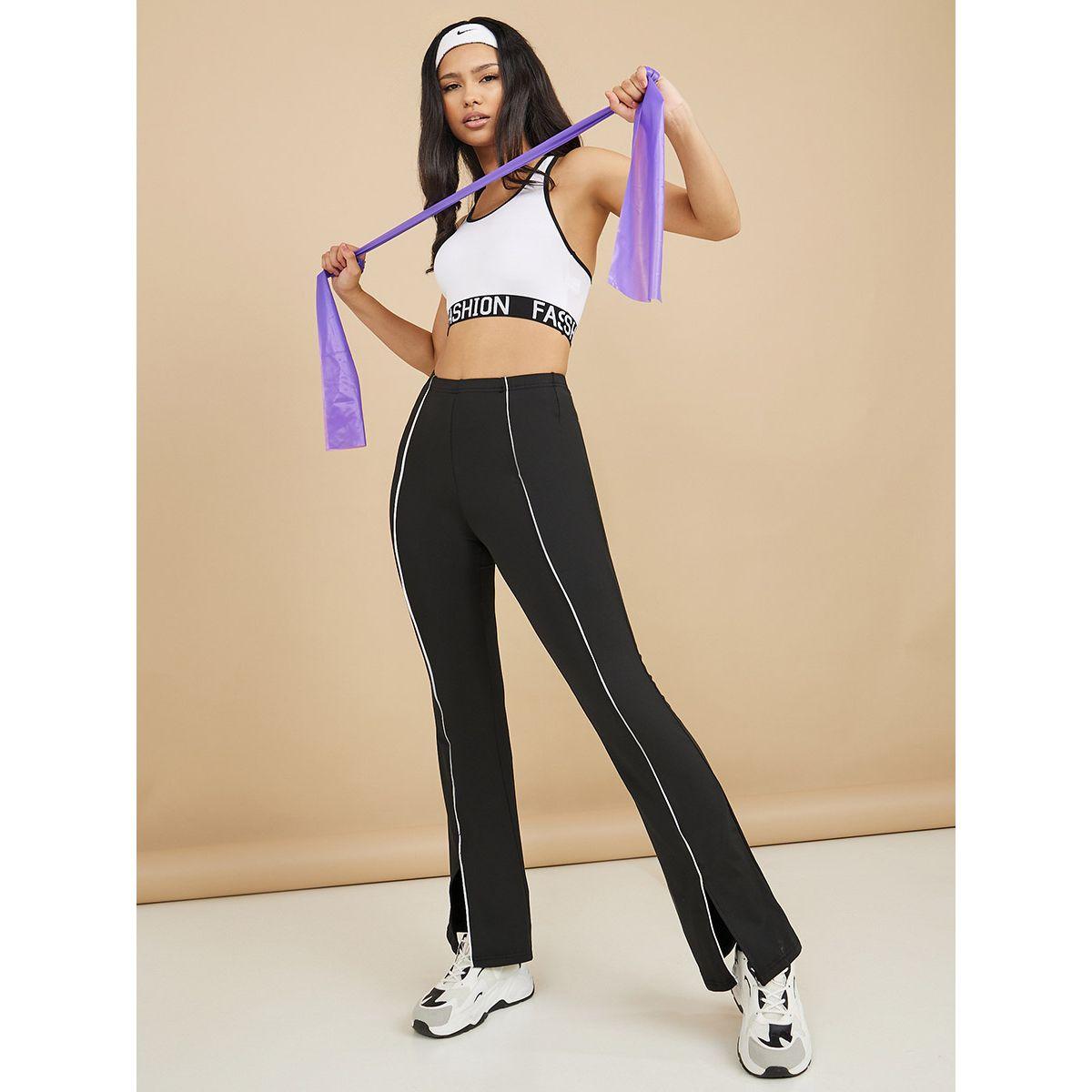 Styli Active Contrast Piping Front Split Activewear Flared Pants-women-clothing-sportswearandactivewear-bottoms-image-1
