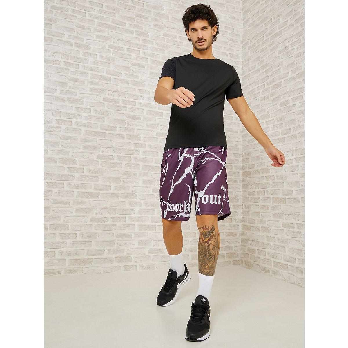 Styli Active Marble Slogan Print Active Shorts-men-clothing-sportswearandactivewear-bottoms-image-1