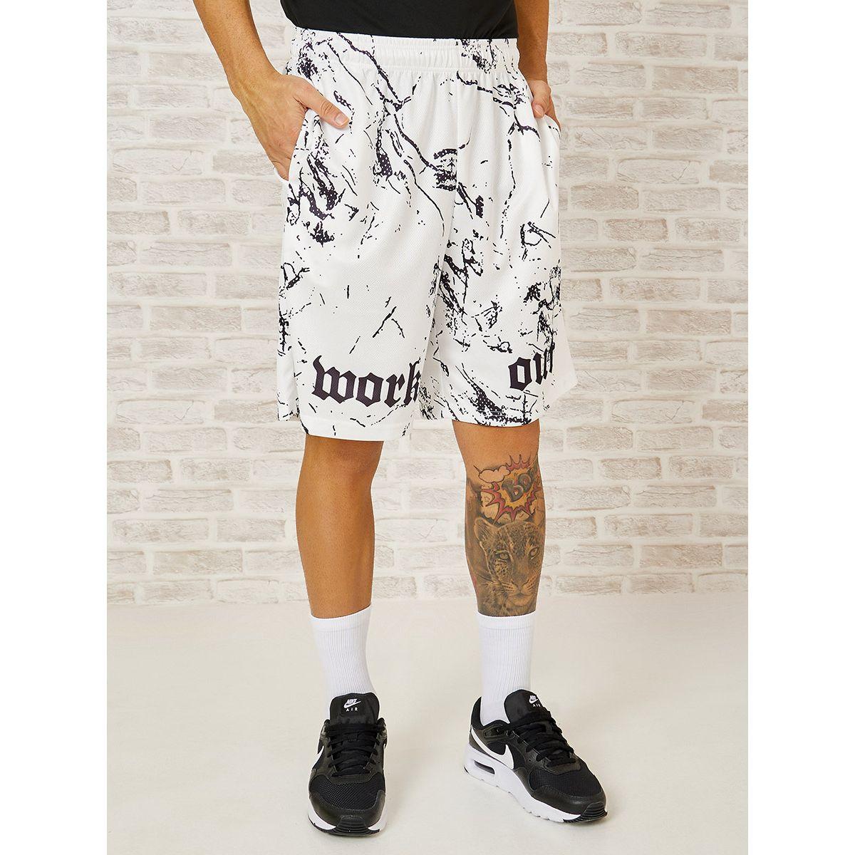 Styli Active Marble Slogan Print Active Shorts-men-clothing-sportswearandactivewear-bottoms-image-2