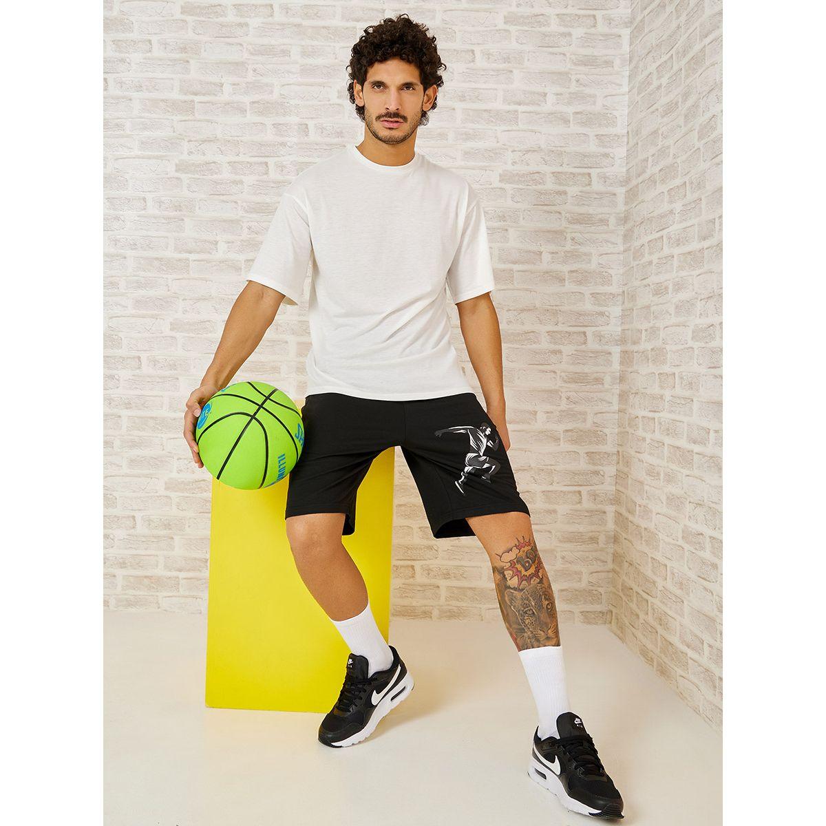Styli Active Placement Graphic Print Active Shorts with Drawstring-sports-men-clothing-bottoms-image-1