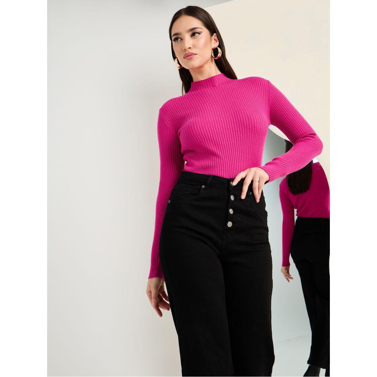 سويتر مضلع بياقة عالية-women-clothing-cardigansandjumpers-jumpers-image-2