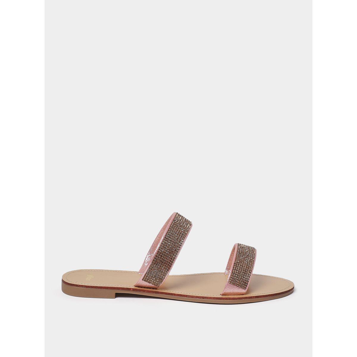 Styli Embellished Double Strap Flat Sandals-women-shoes-sandals-flats-image-2