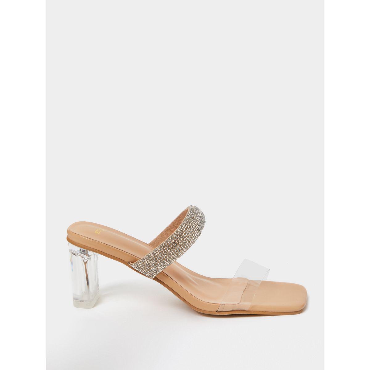 Styli Embellished Clear Strap Detail Mules-women-shoes-heels-image-2
