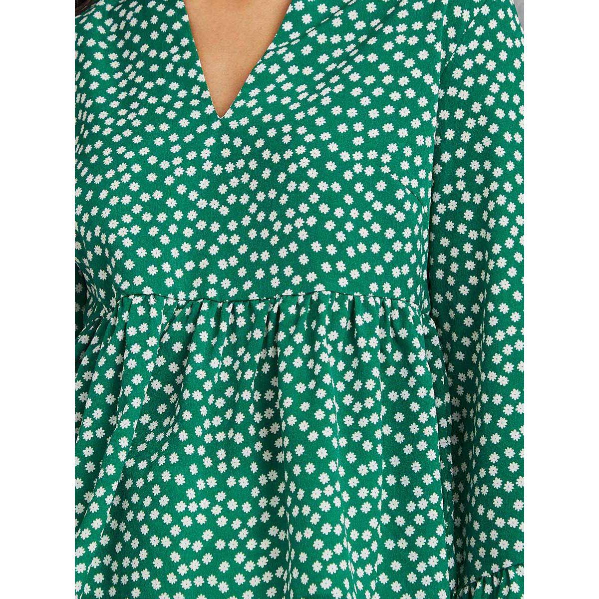 Styli Flute Sleeves Polka Dot Print Peplum Blouse-women-clothing-shirtsandblouses-blouses-image-3
