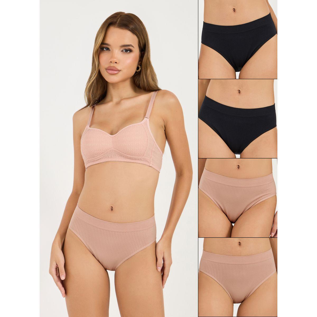 Styli Pack of 4 - Textured Seamless Bikini-women-clothing-lingerie-panties-image-1