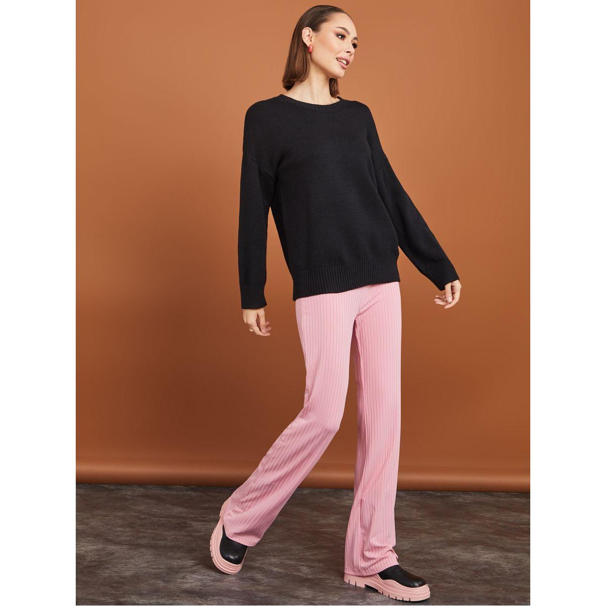 Styli Drop Shoulder Rib Cuff and Hem Relaxed Fit Sweater-women-winterwear-cardigansandjumpers-jumpers-image-2