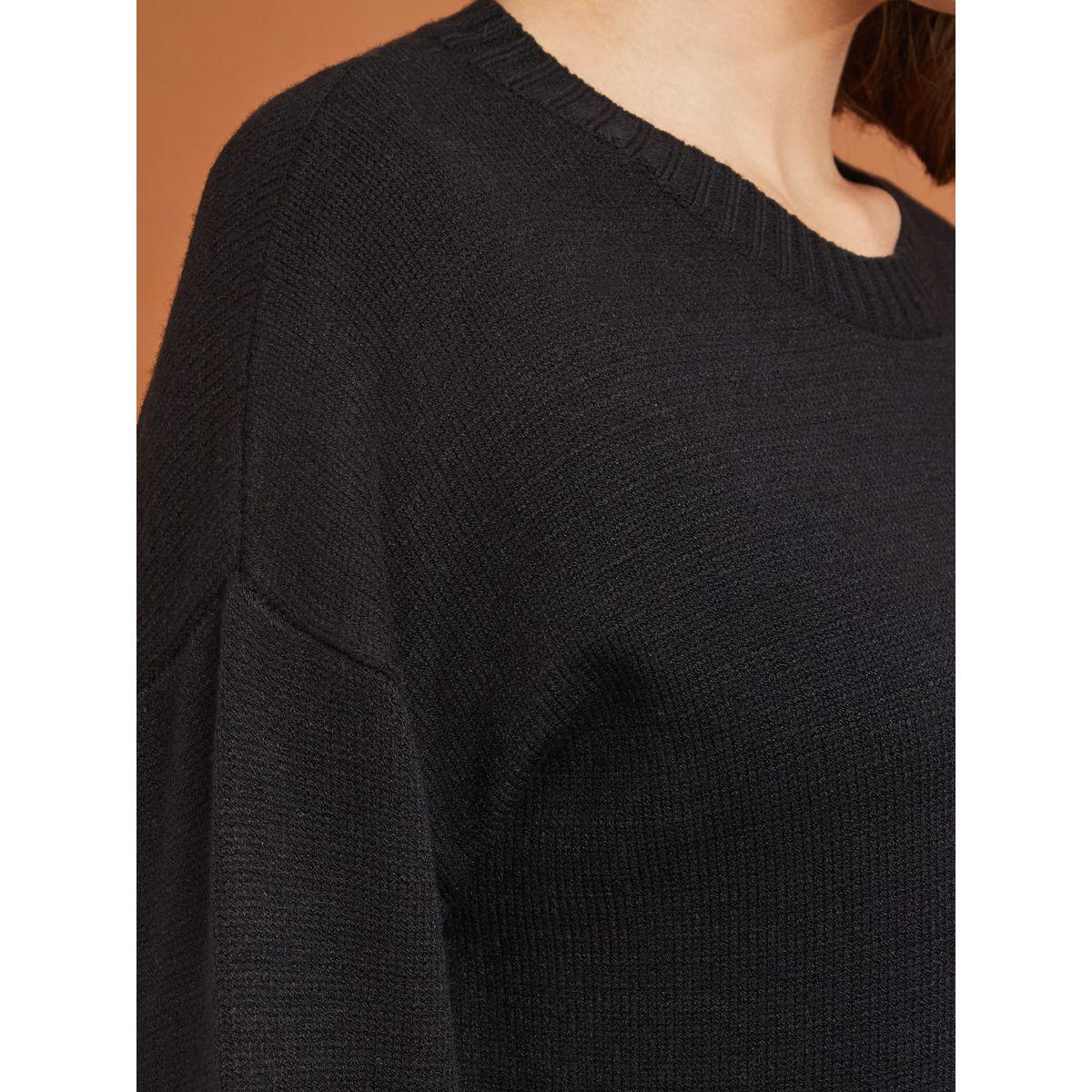 Styli Drop Shoulder Rib Cuff and Hem Relaxed Fit Sweater-women-winterwear-cardigansandjumpers-jumpers-image-3
