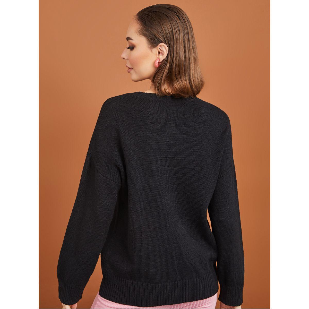 Styli Drop Shoulder Rib Cuff and Hem Relaxed Fit Sweater-women-winterwear-cardigansandjumpers-jumpers-image-4
