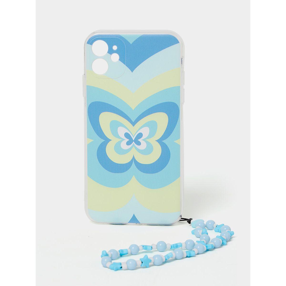 Styli Butterfly Print Phone Case with Beaded Charm-electronics-phones-image-1