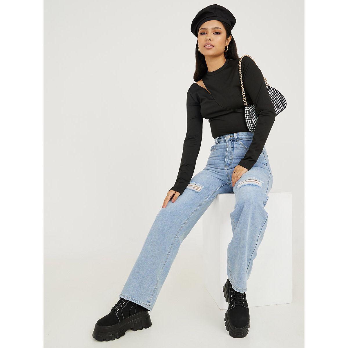 Styli Distress Mid Wash Wide Leg Jeans-women-clothing-bottoms-jeans-image-1