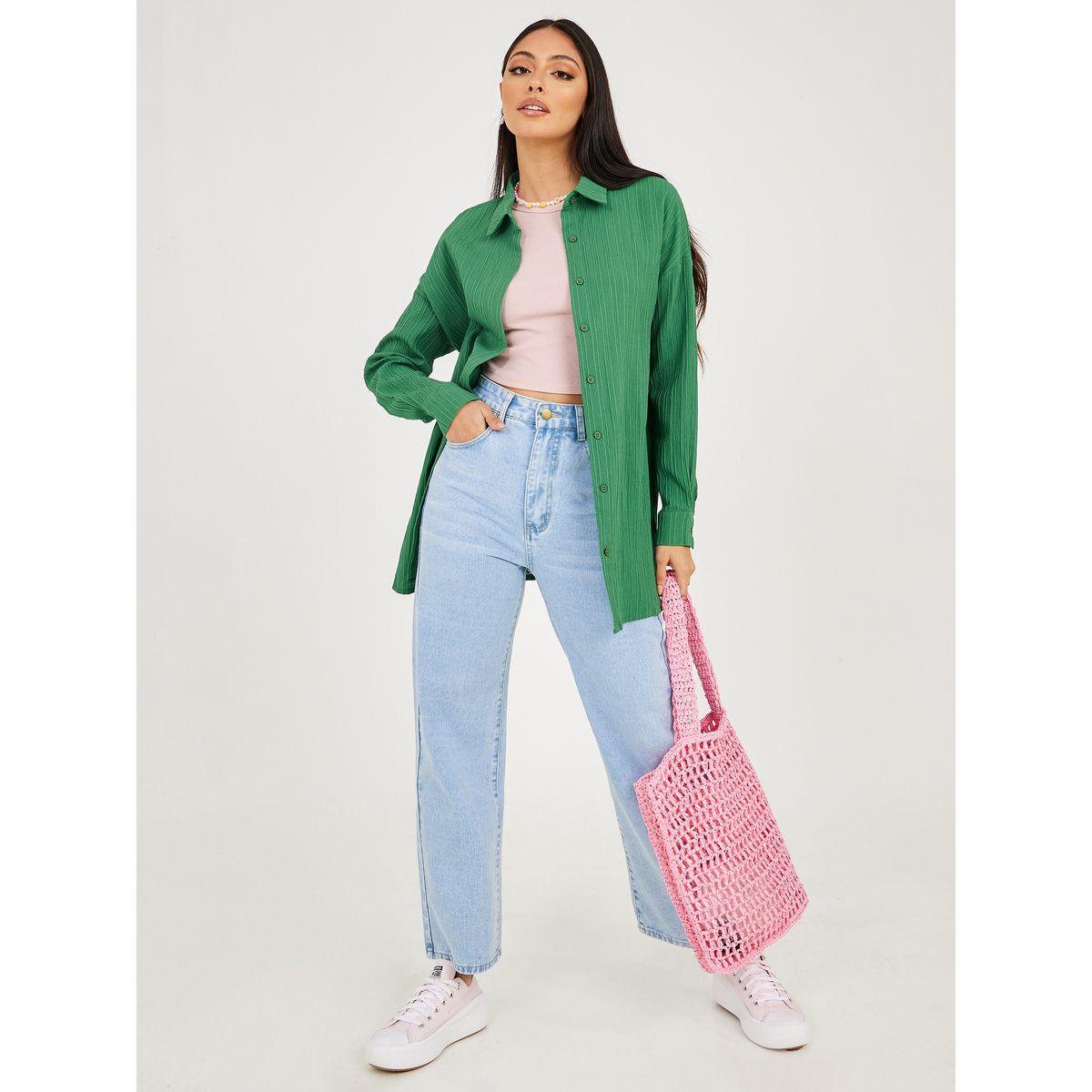 جينز بقصة واسعة وخصر عالي-women-clothing-bottoms-jeans-image-1