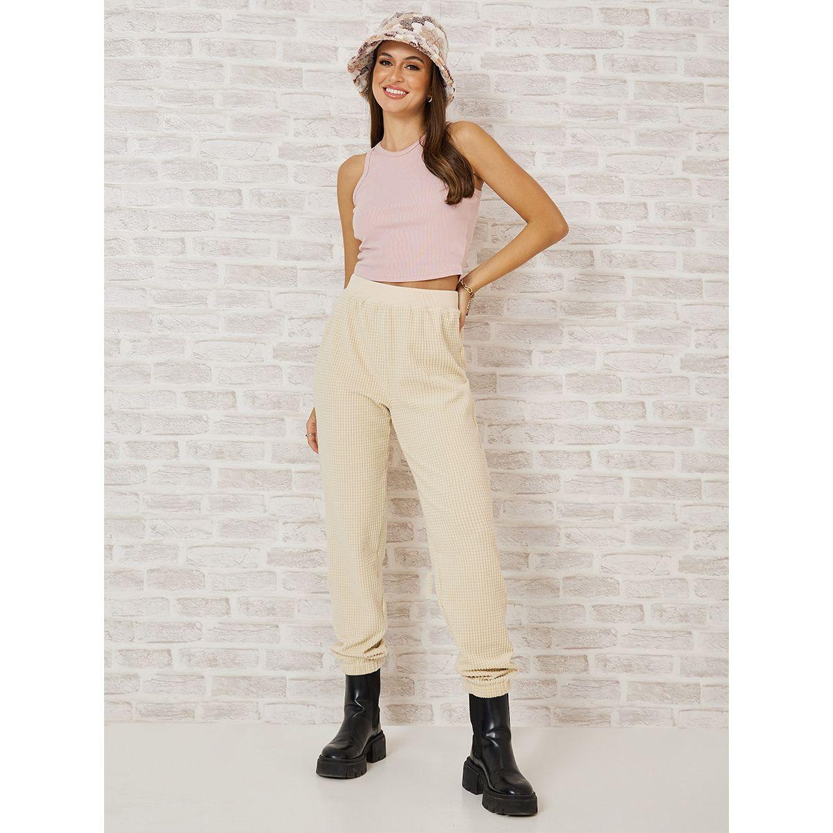 Styli High Waist Waffle Knit Elastic Waistband Jogger-women-clothing-bottoms-joggers-image-2