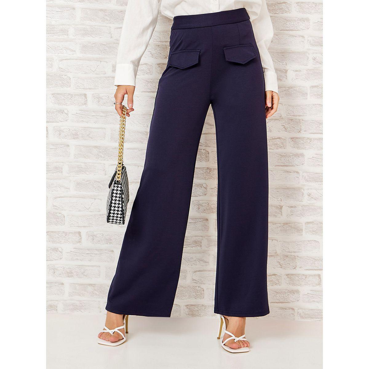 بنطال بقصة واسعة وجيوب مطوية-women-clothing-bottoms-trousers-image-2