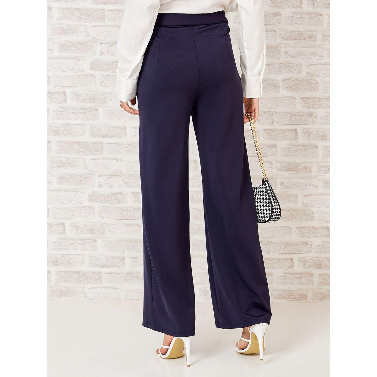 بنطال بقصة واسعة وجيوب مطوية-women-clothing-bottoms-trousers-image-4