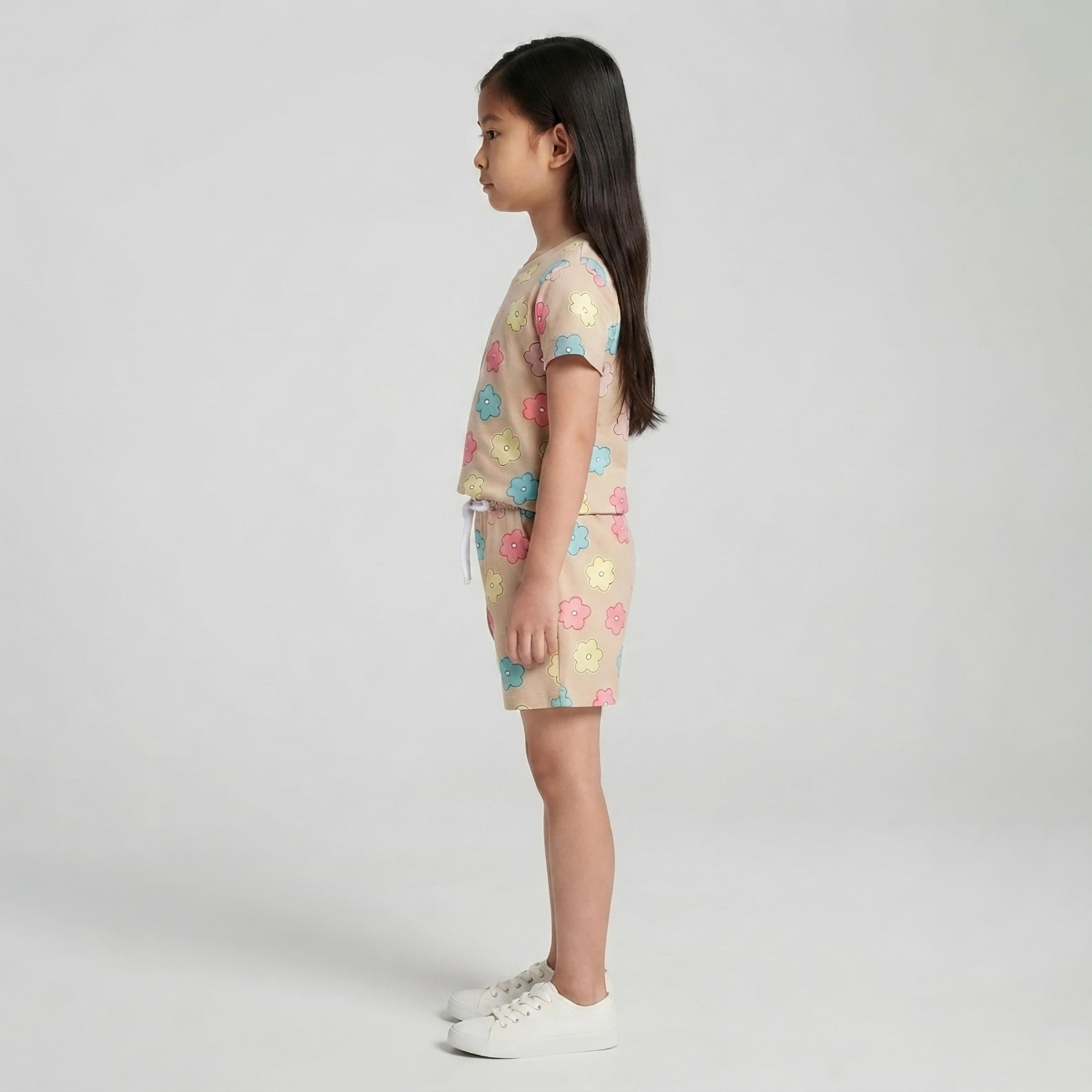 Babyqlo Floral Short Sleeves T-Shirt & Shorts Co-ord Set-baby-girls-clothing-setsandcoords-image-3