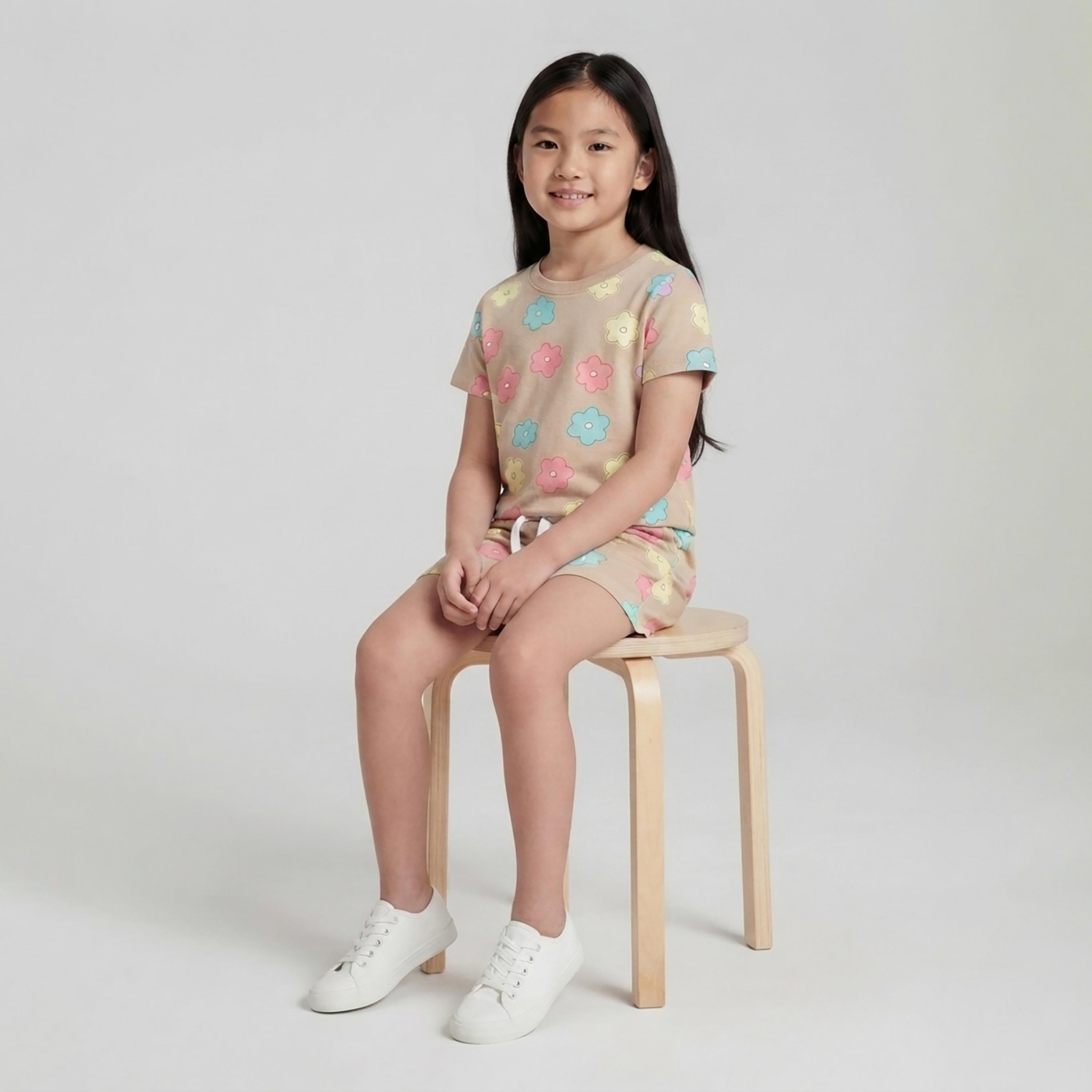 Babyqlo Floral Short Sleeves T-Shirt & Shorts Co-ord Set-baby-girls-clothing-setsandcoords-image-4