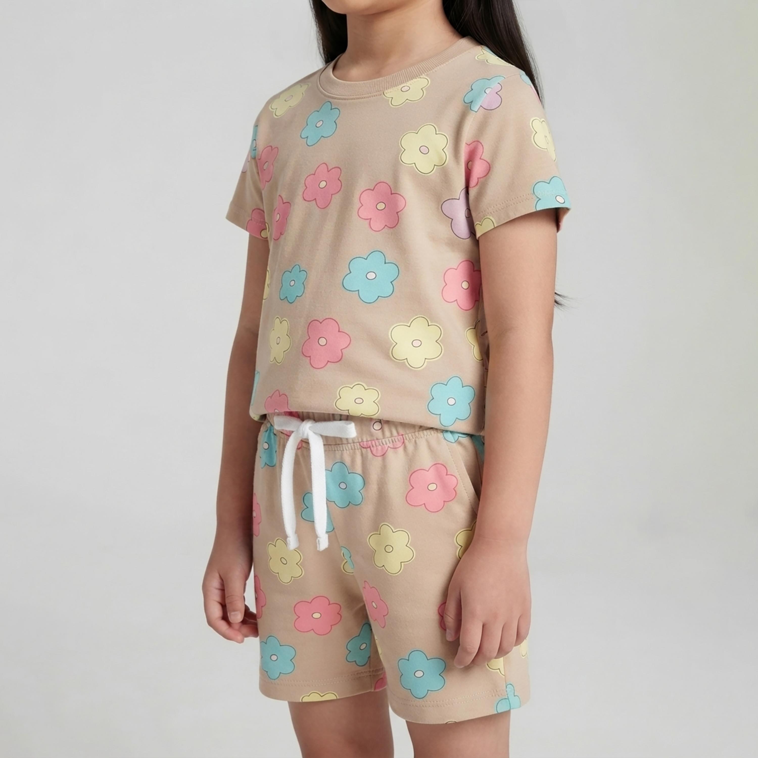 Babyqlo Floral Short Sleeves T-Shirt & Shorts Co-ord Set-baby-girls-clothing-setsandcoords-image-5