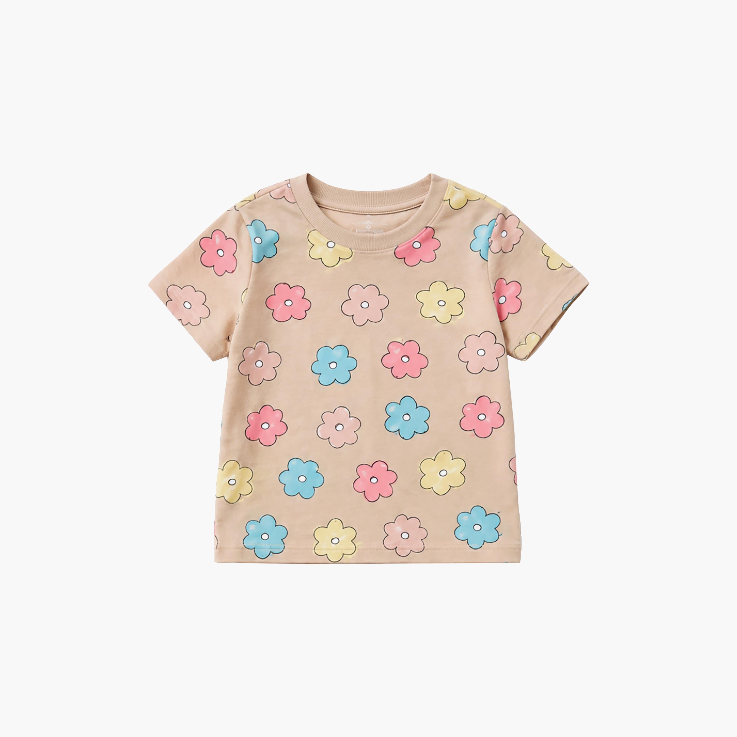 Babyqlo Floral Short Sleeves T-Shirt & Shorts Co-ord Set-baby-girls-clothing-setsandcoords-image-7