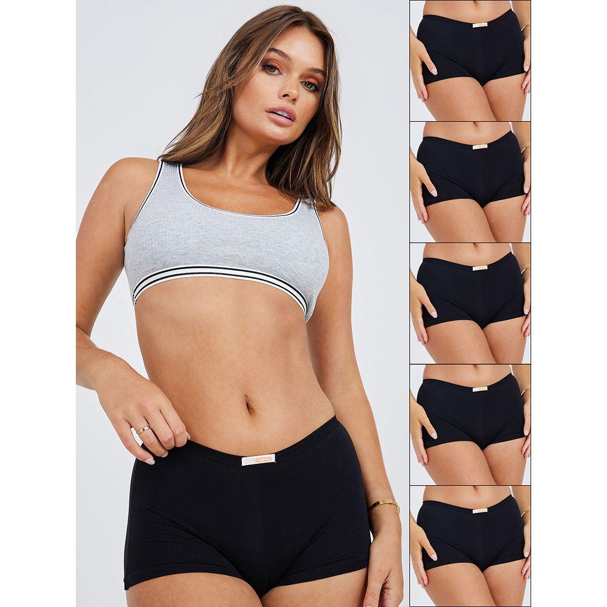 Styli Pack of 5 - Cotton Solid Deep Boyshort-women-clothing-lingerie-panties-image-1