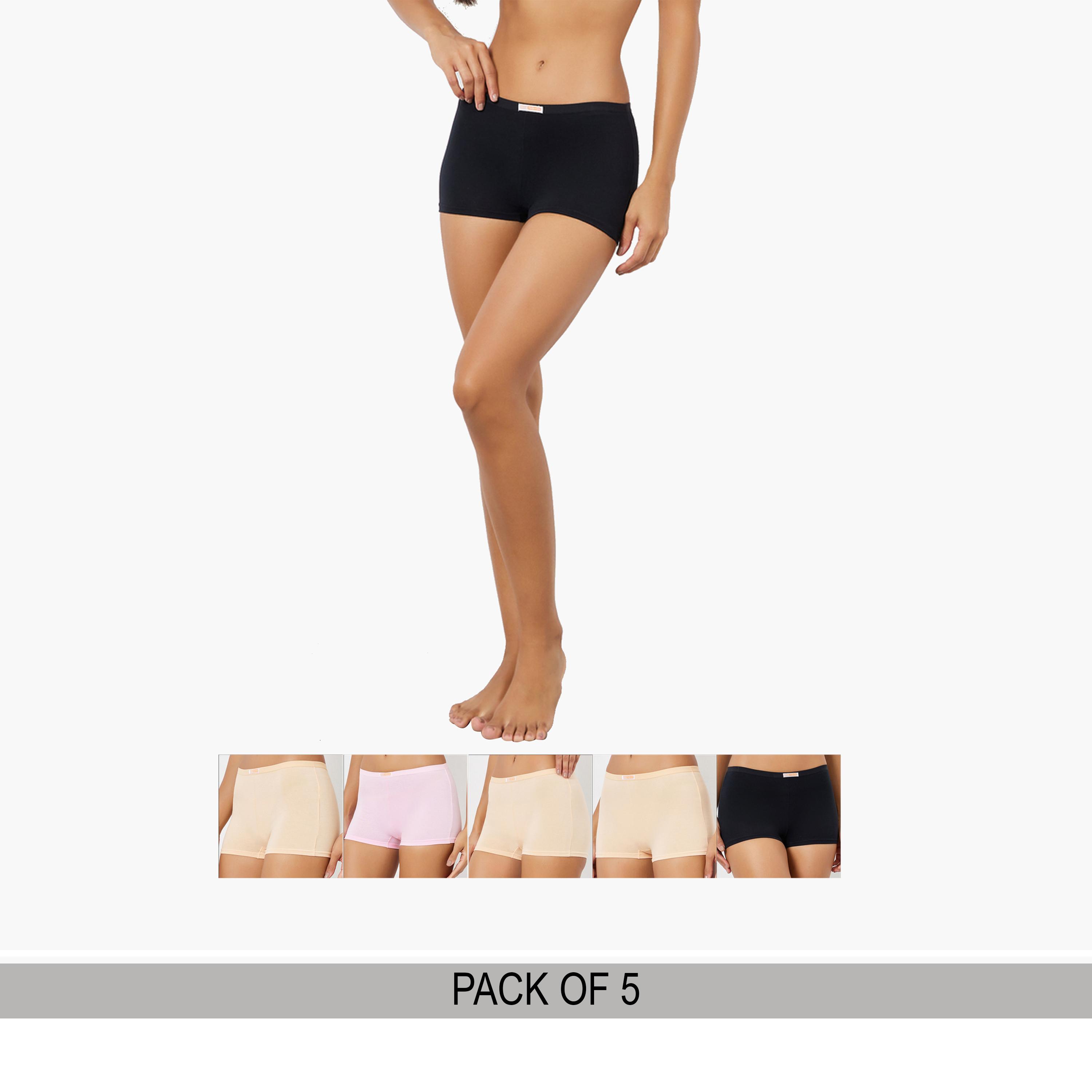 Styli Pack of 5 - Solid Cotton Boyshorts-women-clothing-lingerie-panties-image-1
