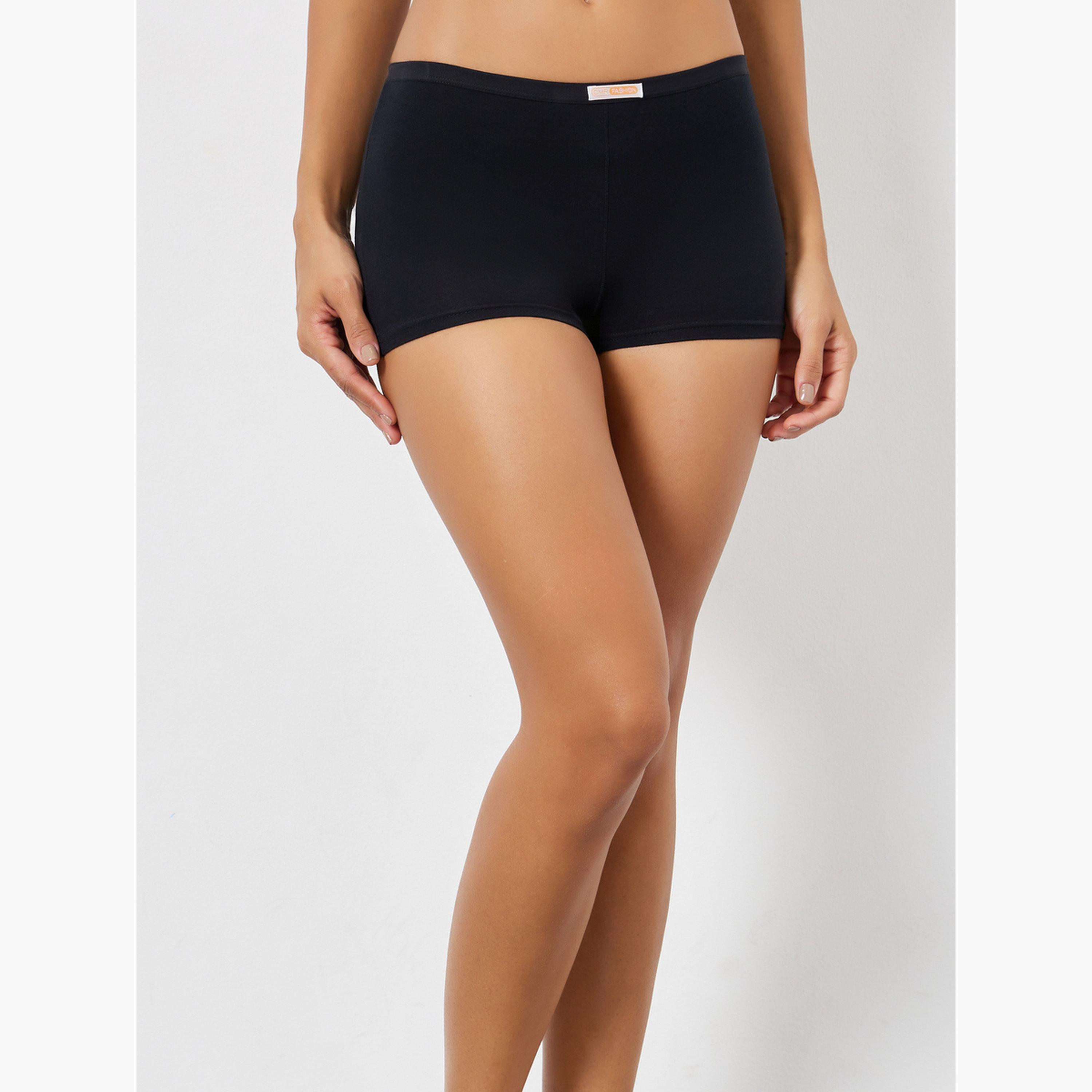 Styli Pack of 5 - Solid Cotton Boyshorts-women-clothing-lingerie-panties-image-3