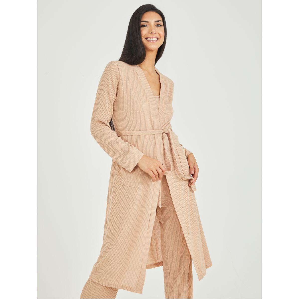 Buy Styli Unwind Pack of 3 - Chunky Knit Rib Cardi Robe with Cami and ...