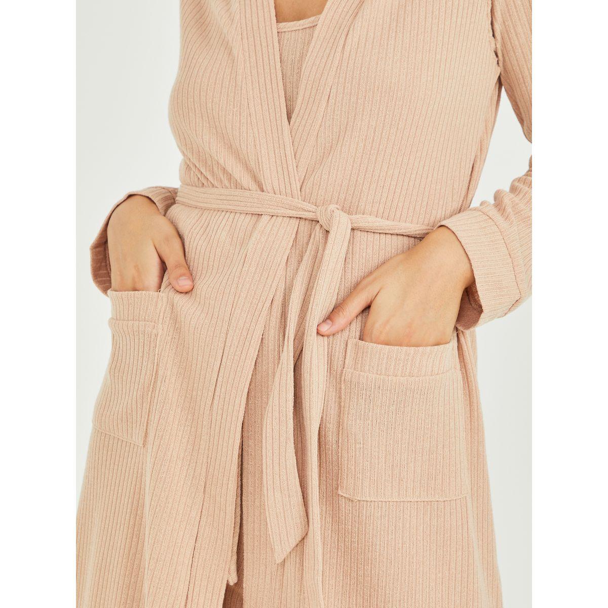 Buy Styli Unwind Pack of 3 - Chunky Knit Rib Cardi Robe with Cami and ...