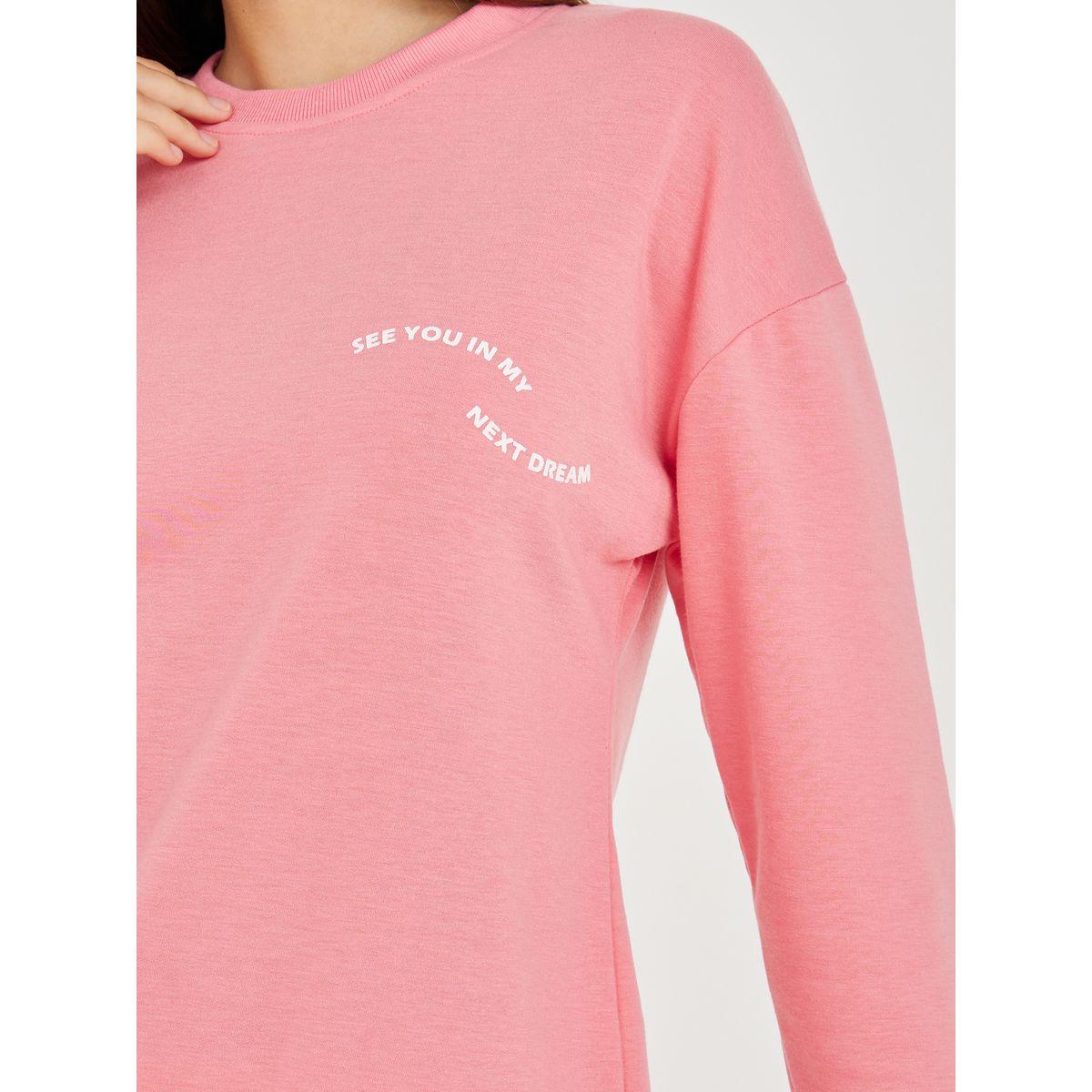 Styli Unwind Drop Shoulder Slogan Print Sweatshirt and Jogger Lounge Set-women-clothing-coordsets-image-4