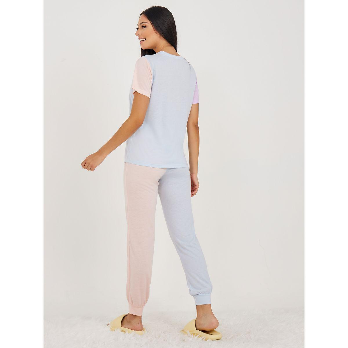 Styli Unwind Colorblock T-shirt and Cuffed Jogger Lounge Set-women-clothing-coordsets-image-5
