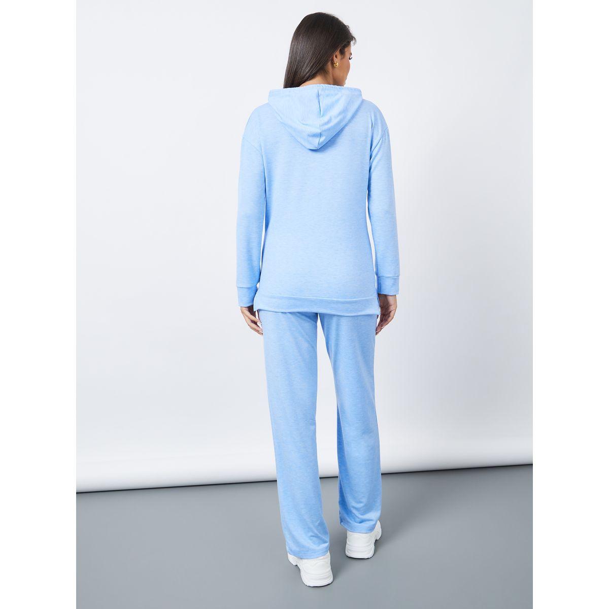 Styli Unwind Melange Kangaroo Pocket Detail Hoodie & Deep Raw Edge Pocket Trouser Lounge Set-women-clothing-coordsets-image-5