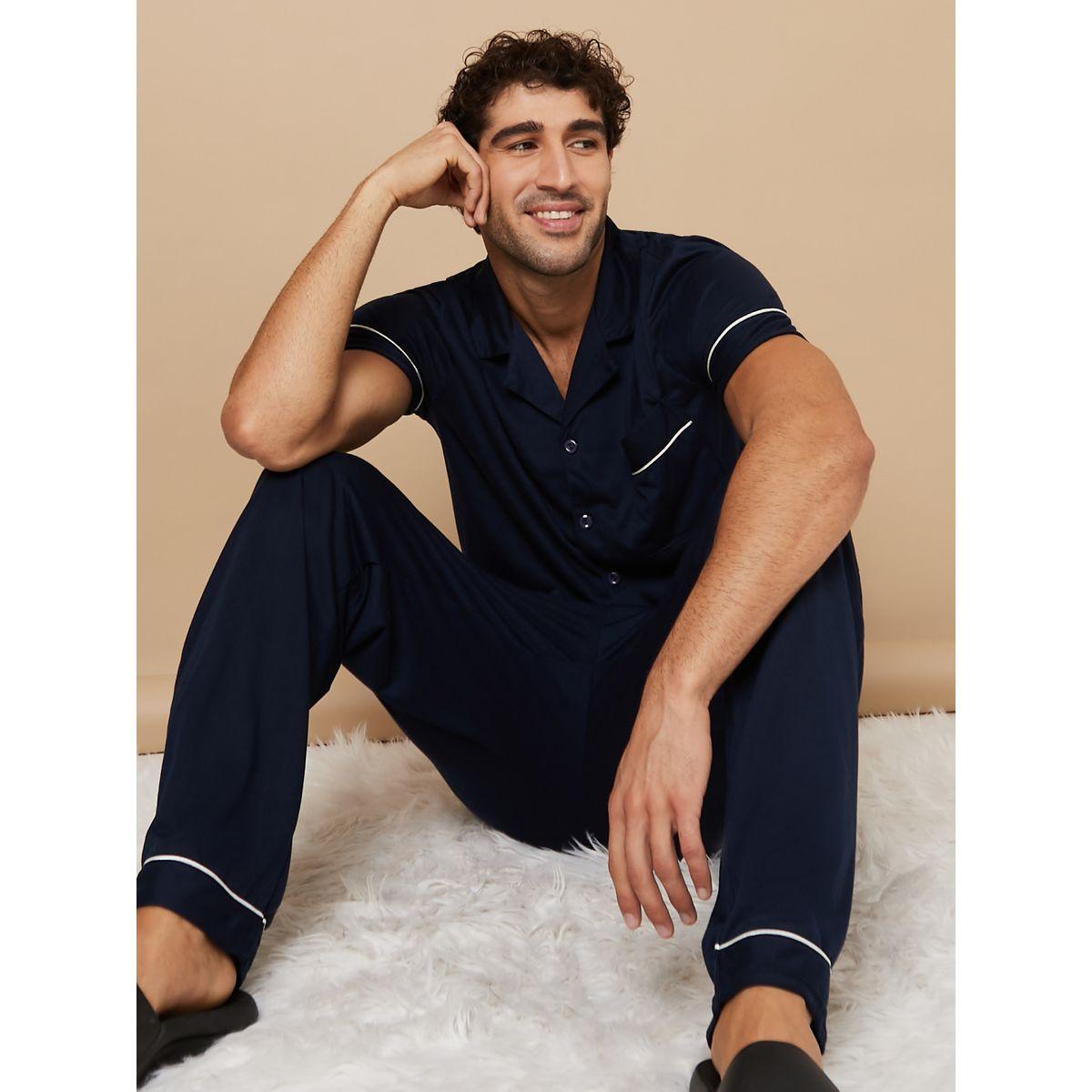 طقم بيجاما من ( بلوزة + بنطال )-men-clothing-nightwear-sets-image-1