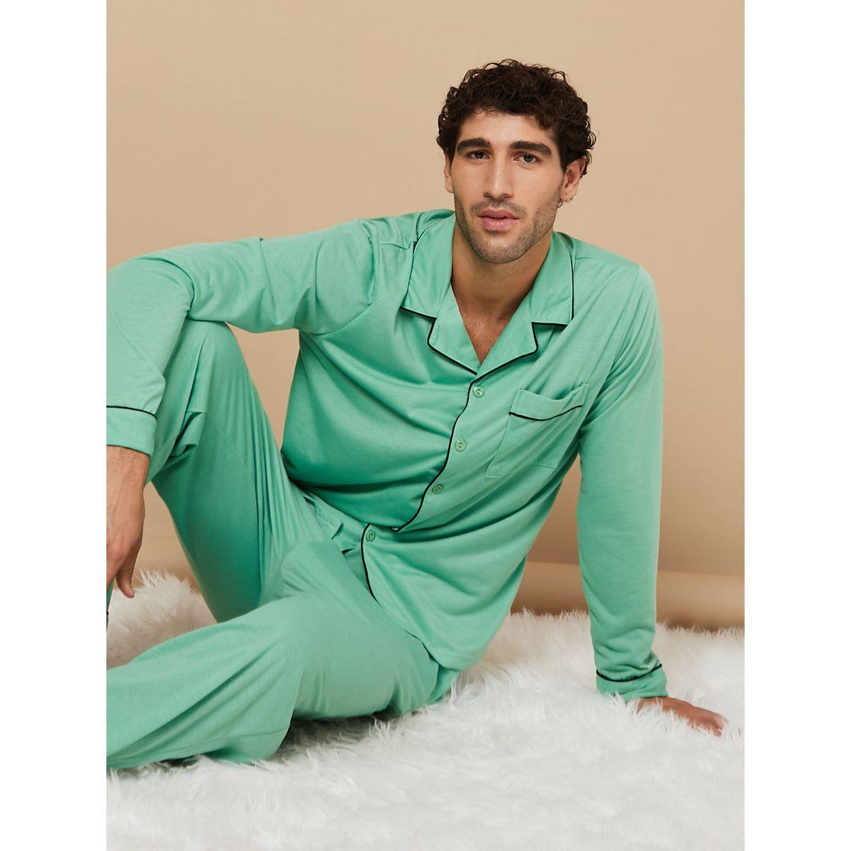 Styli Unwind Piping Detail Long Sleeves Shirt and Pyjama Nightwear Set-men-clothing-nightwear-sets-image-1