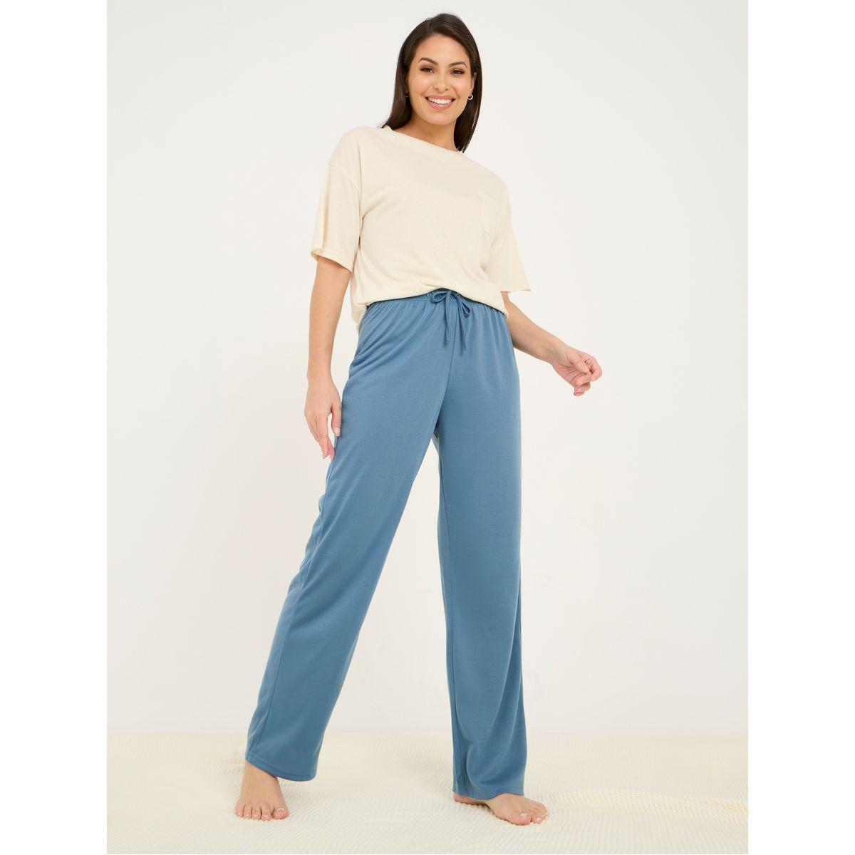 Styli Unwind Solid Pocket Detail T-Shirt & Pyjama Set-women-clothing-nightwear-pyjamas-longsets-image-1